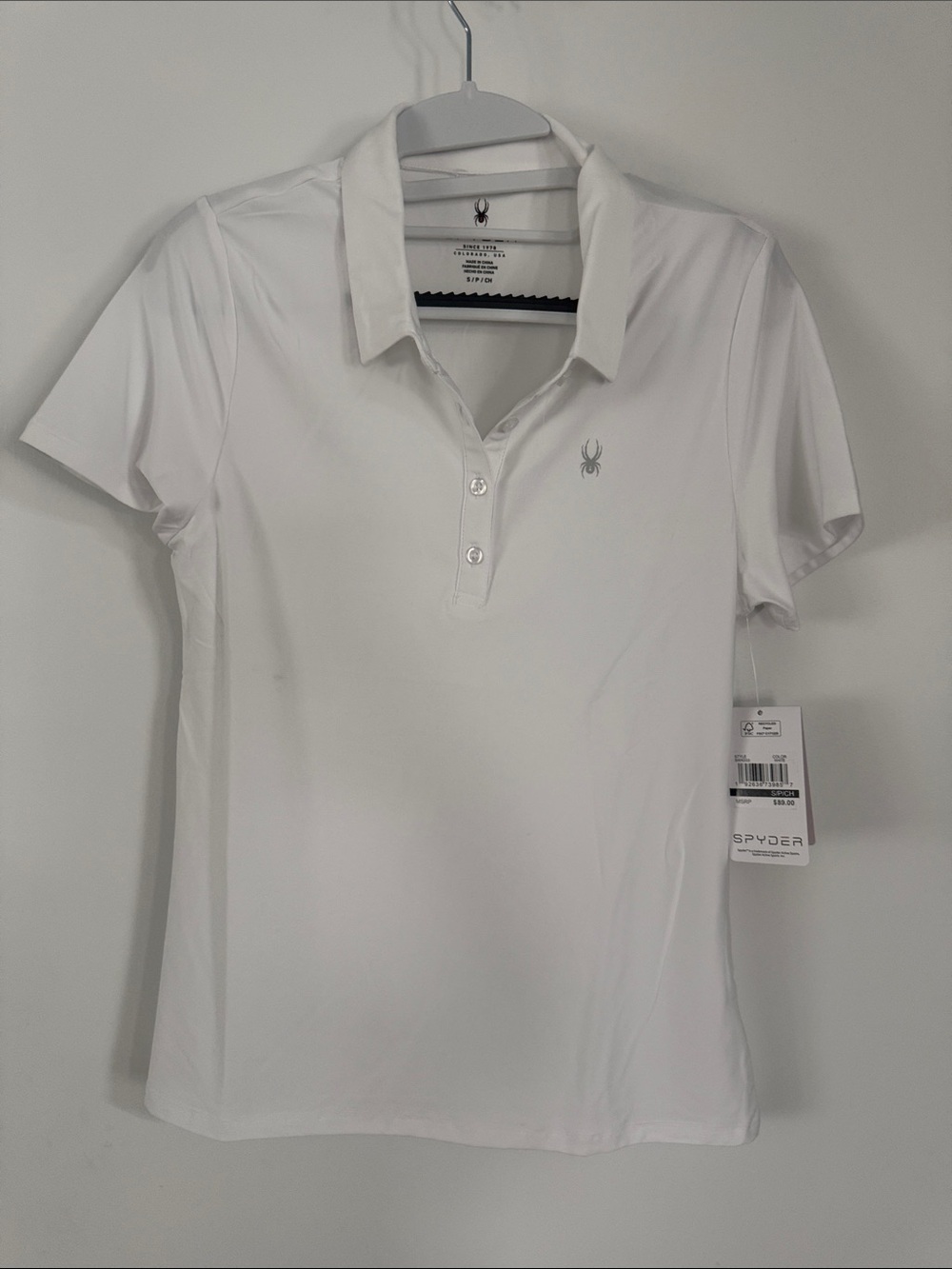 Spyder Weekender White Polo Shirt - Short Sleeve Athletic Top Small NWT